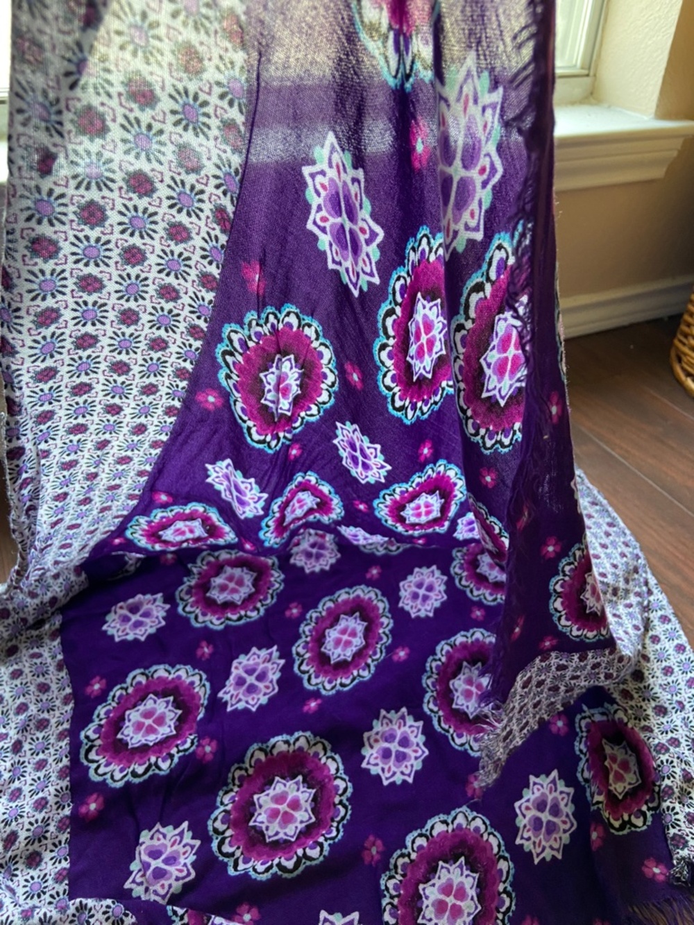 SCARF Boho Festival Beach Purple White Blue